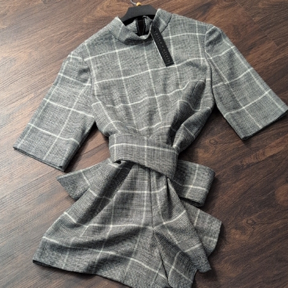 Alice + Olivia Pants - Elegant Gray Plaid Romper